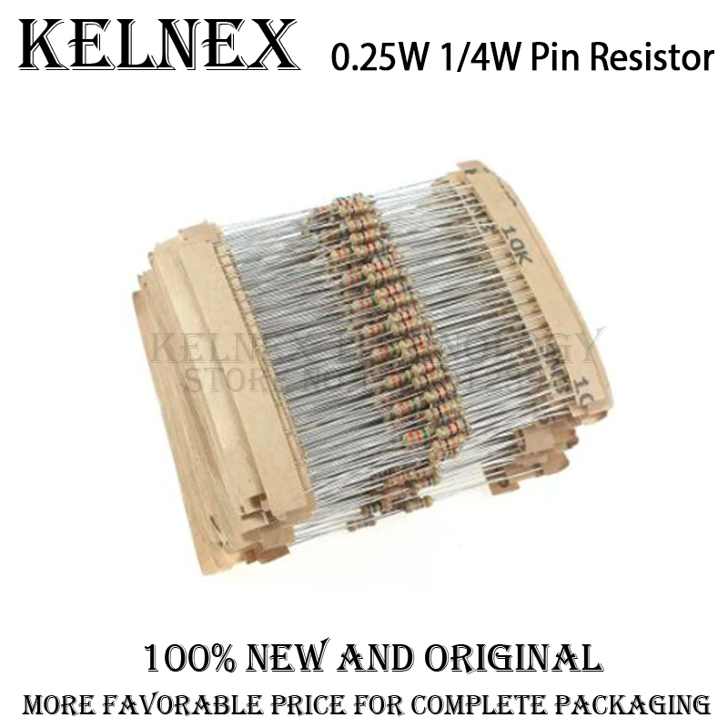 5000pcs/Lot 1/4W Carbon Film Resistor 5% 0.25W 1R-10M 0R 10R 100R 120R 150R 220R 470R 1K 2.2K 4.7K 10K 220K 330K 20M 22M ohm