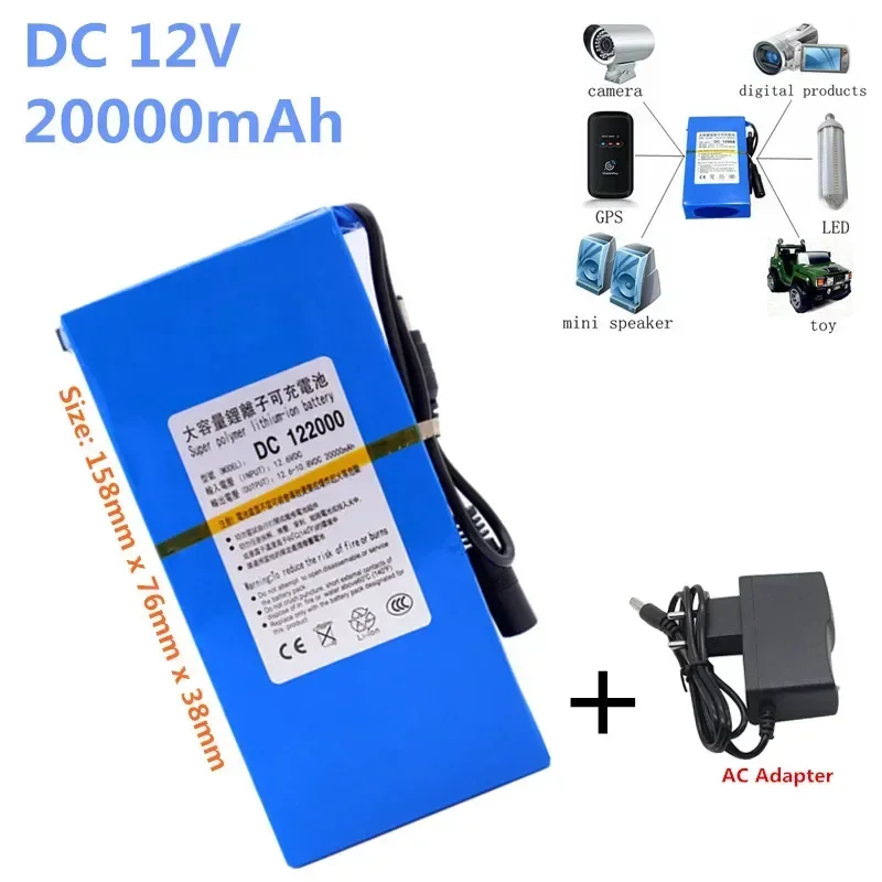 

2022NovoDC12v 8Ah 9.8Ah 12Ah 15Ah 20AhLi-lonBateriaRecarregávelSuper+CarregadorACInterruptor à prova de explosão Tomada UE