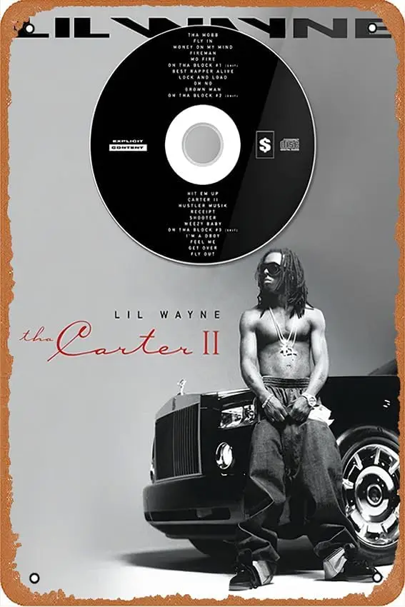 Retro Tin signs Lil Wayne 'Tha Carter II' Framed CD Album Plaque Hip-Hop/Rap Music Poster Print Tin Signs Retro Garage P