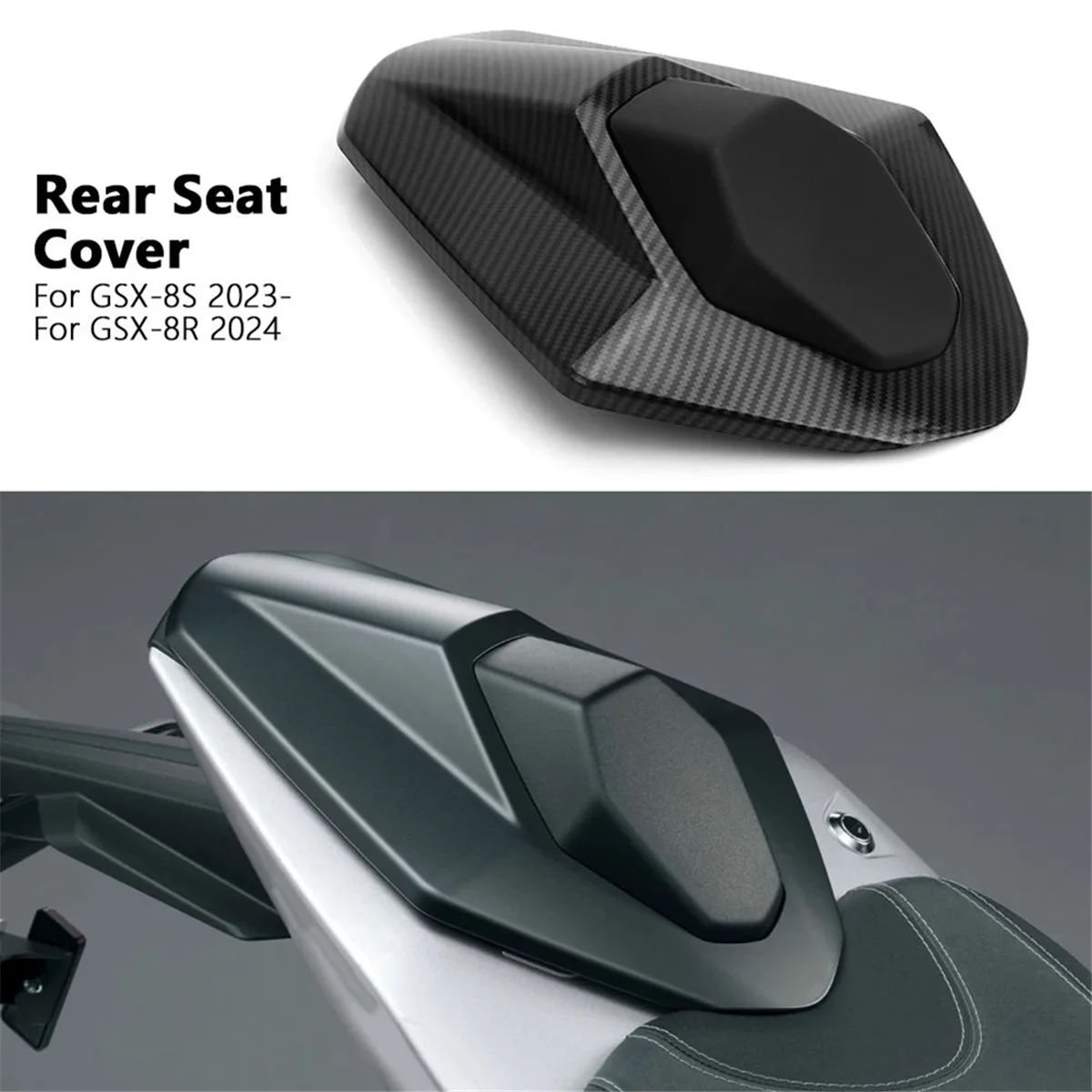 Motorcycle Passenger Rear Seat Cover Cowl Fairing Tail Cover for Suzuki GSX-8R GSX8R 2024 GSX-8S GSX8S 2023- Black