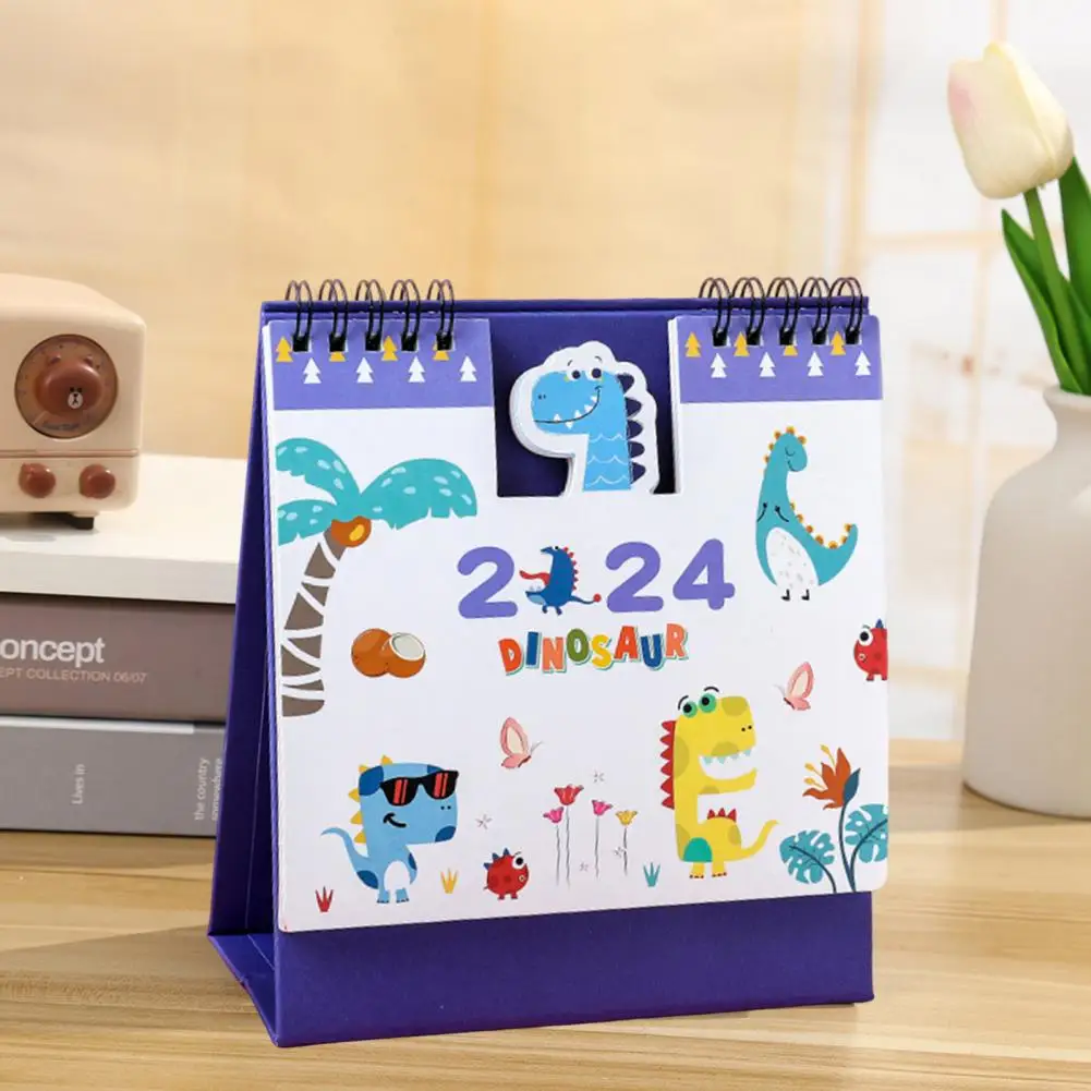 

Desk Calendar 2024 Dragon Year Calendar 2024 Mini Coil Desk Calendar Cartoon Planner for Home Office Decoration Kawaii Monthly