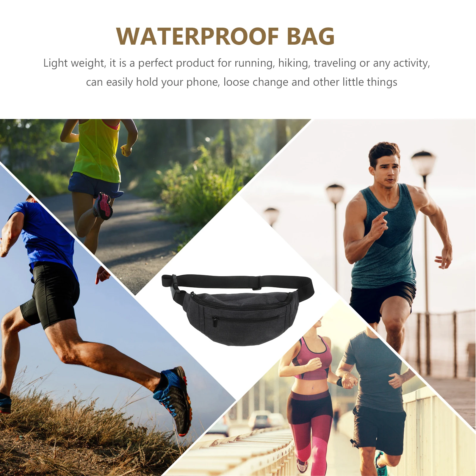 

Nylon Waterproof Women Outdoor Crossbody Pack Black 12Inch Casual Shoulder Bag for Hiking Running Workout Cross Body Bag Women
