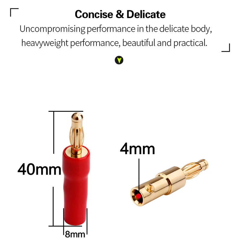 YYTCG 8 шт. 4 мм банановые заглушки позолоченный динамик разъем адаптер аудио провод разъем 1 пара черный и красный в силиконовой трубке