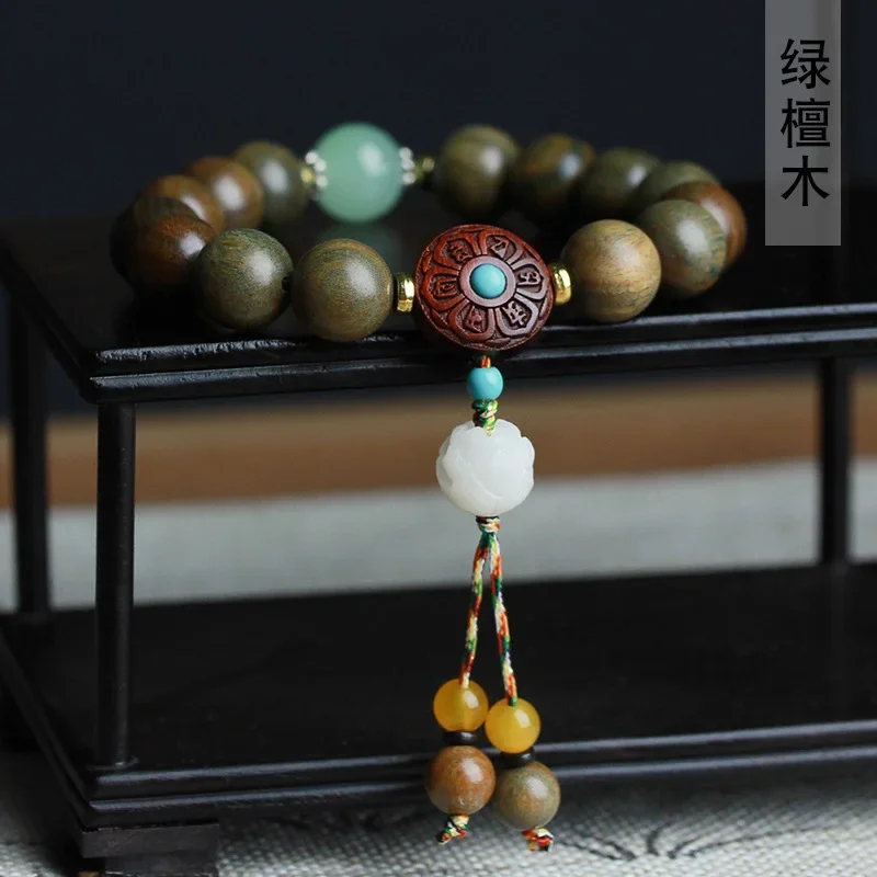 

Green sandalwood DIY six words proverbs hand string 1.2×14 men and women's literary bracelet beads manufacturers wholesale