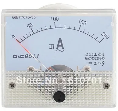 

Analog Current Class 2.5 Accuracy Measuring AC Milliampere Ammeter Panel Meter Gauge 0-200MA Electrical Low Power Consumption