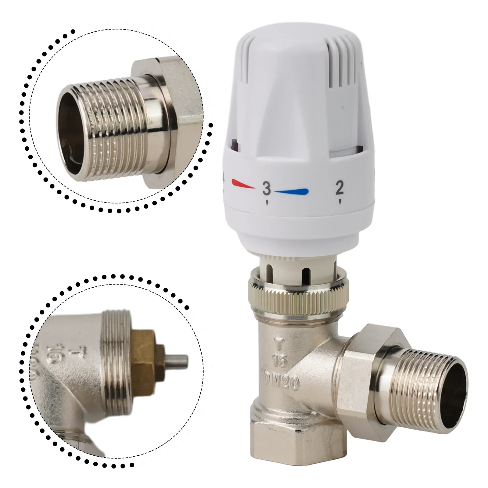 Thermostatic Radiator Valve Multiple Settings Special Valve White Silver Energy Efficient 1 Pc Automatically Copper