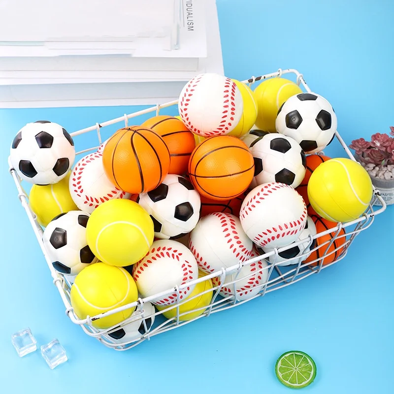 12Pcs Soft Football Basketball Baseball Tennis Toys Foam Sponge Decompression Vent Stress Balls Soccer Anti Stress Sports Toy