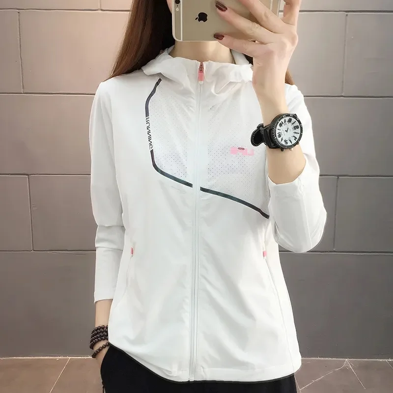Outdoor Sun Protection Clothing Women Quick-drying 2025 Ice Silk Jacket Mesh Skin Clothing UV Protection Mountaineering Clothing
