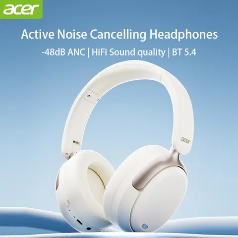 Acer OHR516 ANC Wireless Headphone 48dB Noise Canceling Hi-Res Spatial Audio Earphone with LDAC Bluetooth 5.4 Over Ear Headset
