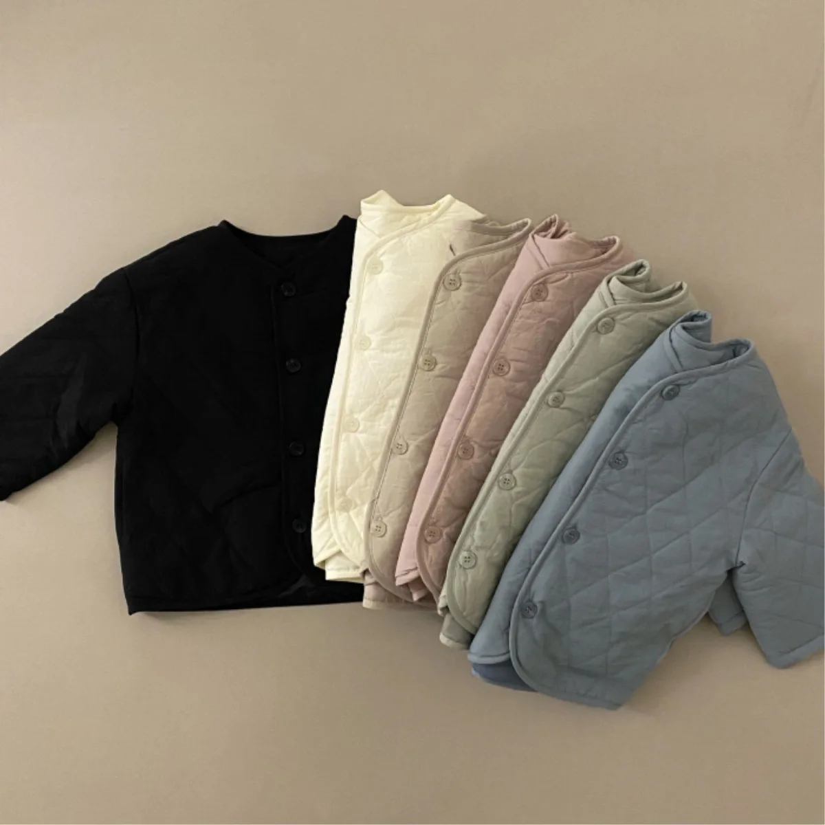 2025 Spring New Baby Long Sleeve Coat Cotton Boys Girls Thin Padded Jacket Solid Infant Toddler Warm Casual Cardigan Coat 4