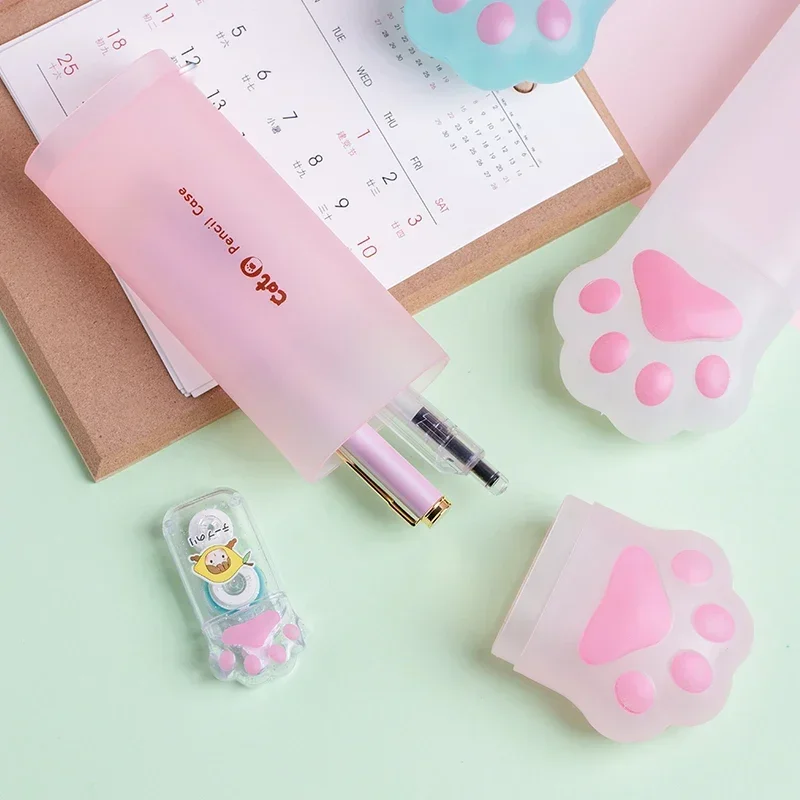 3D Pencil Case Storage Box Lovely Pink Cat Paw Cartoon Pen Bag for School Girl Kawaii Stationery Gift Pouch Eraser Holder