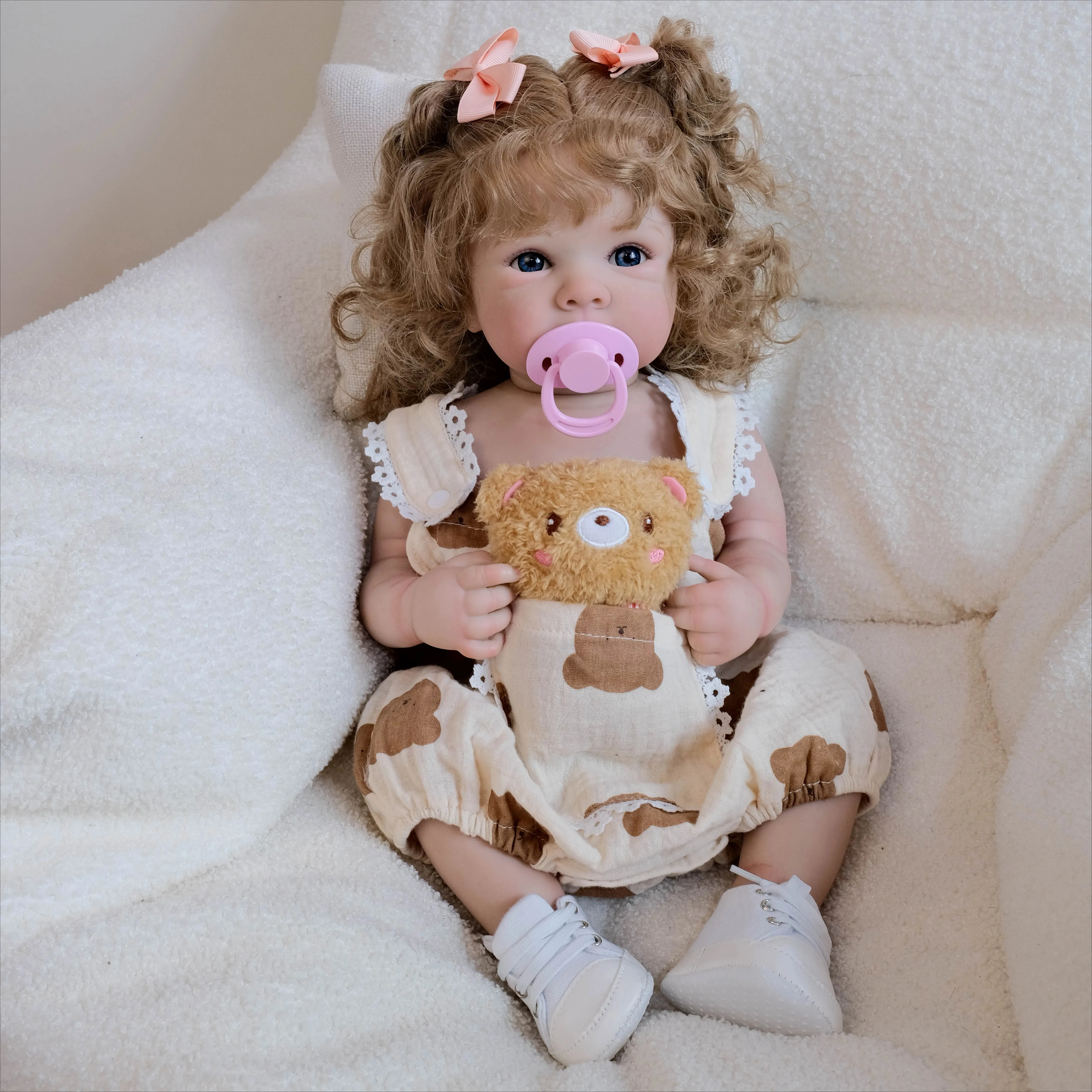 

NPK 19''Bebe Bettie Reborn Baby Doll Lifelike Soft Touch Cuddly Baby Painting 3D Skin with Hand Rooted Hair
