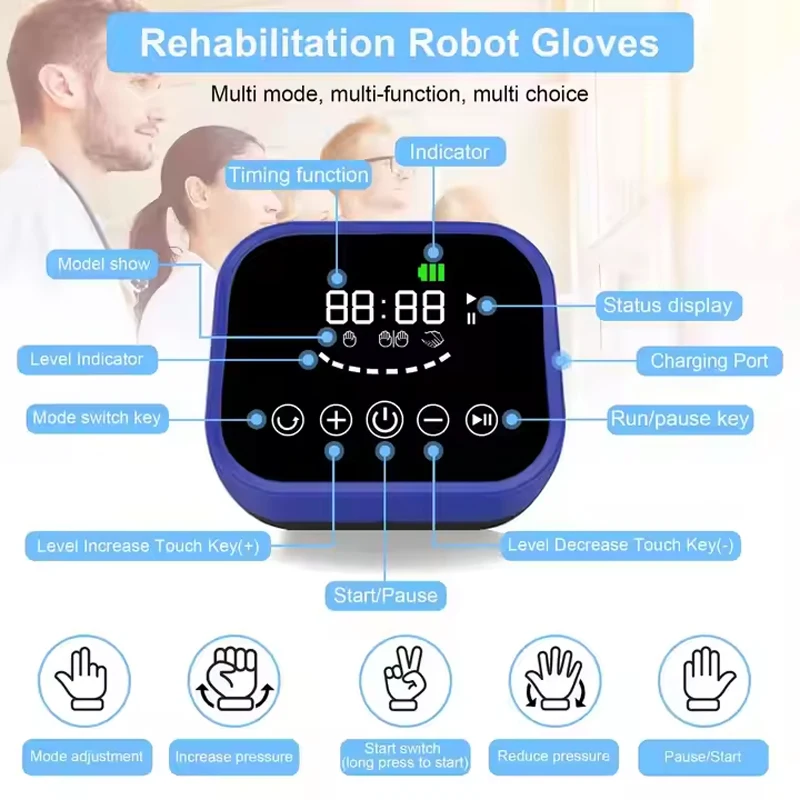 Electric Stroke Therapy Robot Gloves for Hand Rehabilitation Massager Equipment to Aid Hemiplegia Arthritis Dysfunction Recovery