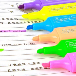 4/6 색상 화려한 하이 라이터 아트 마커 비스듬한 그림 형광 펜 마커 평평한 모양 학교 사무용품 표시 10 최고의 판매 미니 하이 라이터 -son9