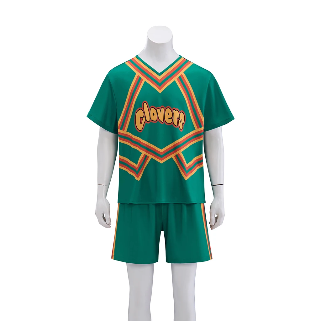 Halloween Costume Men Green Clovers Cheerleader Uniform Bring It On Cosplay Sports Team TShirt Shorts Carnival Party Outfit view 2