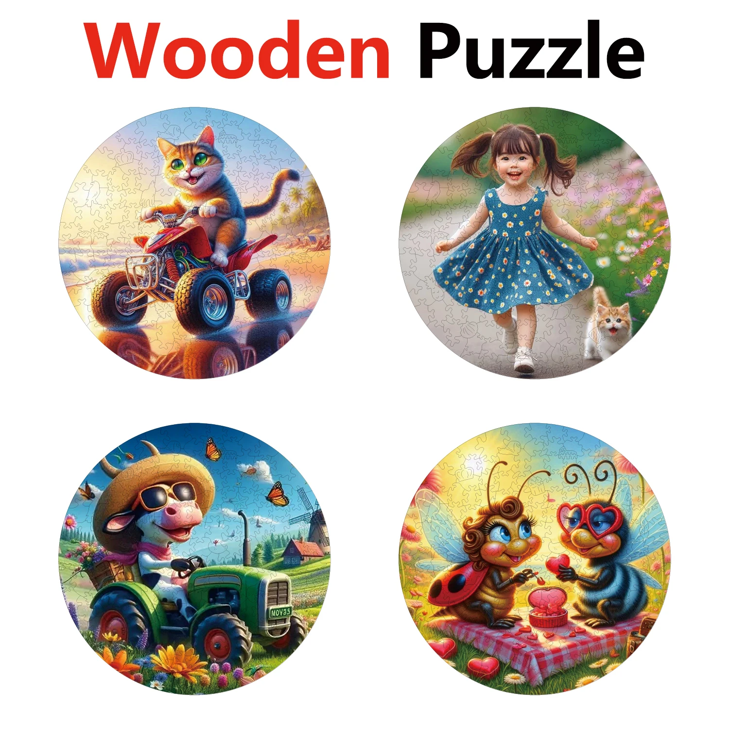 

Пазлы с изображением кота, маленькой девочки, коровы, муравья, животных, высококачественные головоломки, деревянные головоломки, лучший рождественский подарок