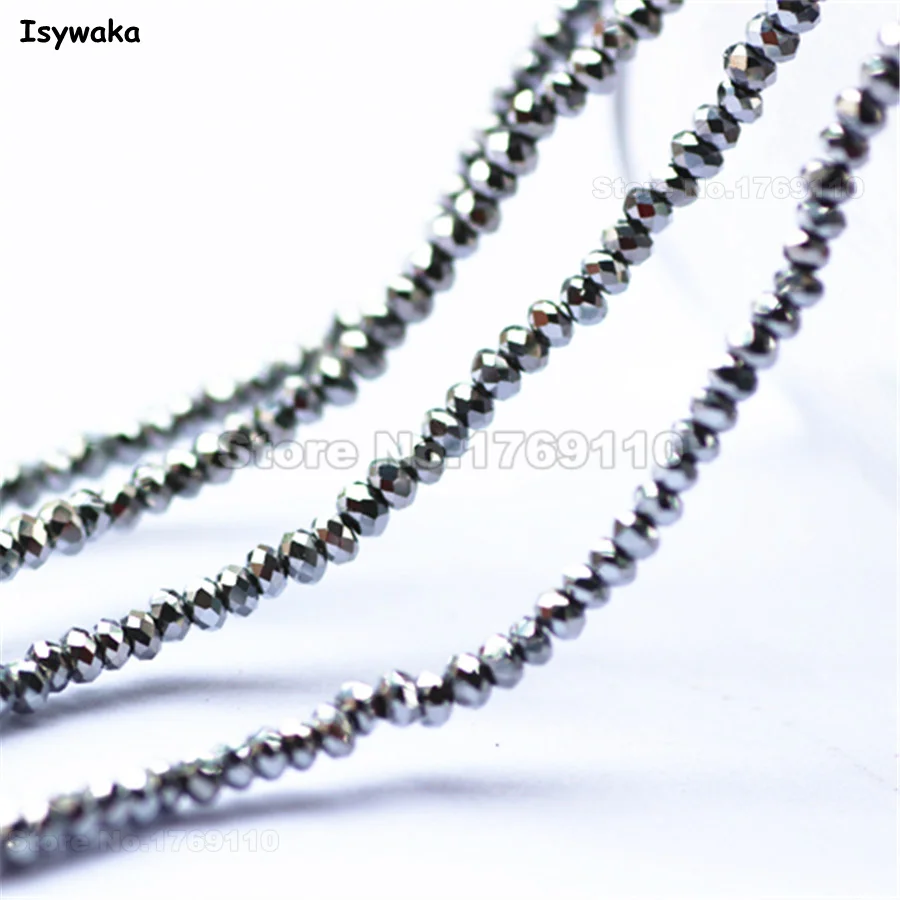 Isywaka Shining Silver Color 1980pcs 1mm Rondelle  Austria faceted Crystal Glass Beads Loose Round Beads for Jewelry Making