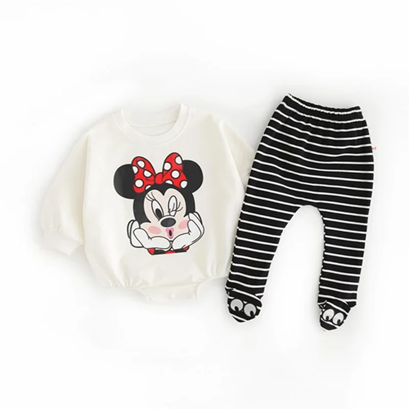 Newborn Romper Set Spring Girls Clothes Baby Leggings Boy 2PCS Minnie Mouse Infant Jumpsuit Donald Duck One Piece Bodysuit Kids