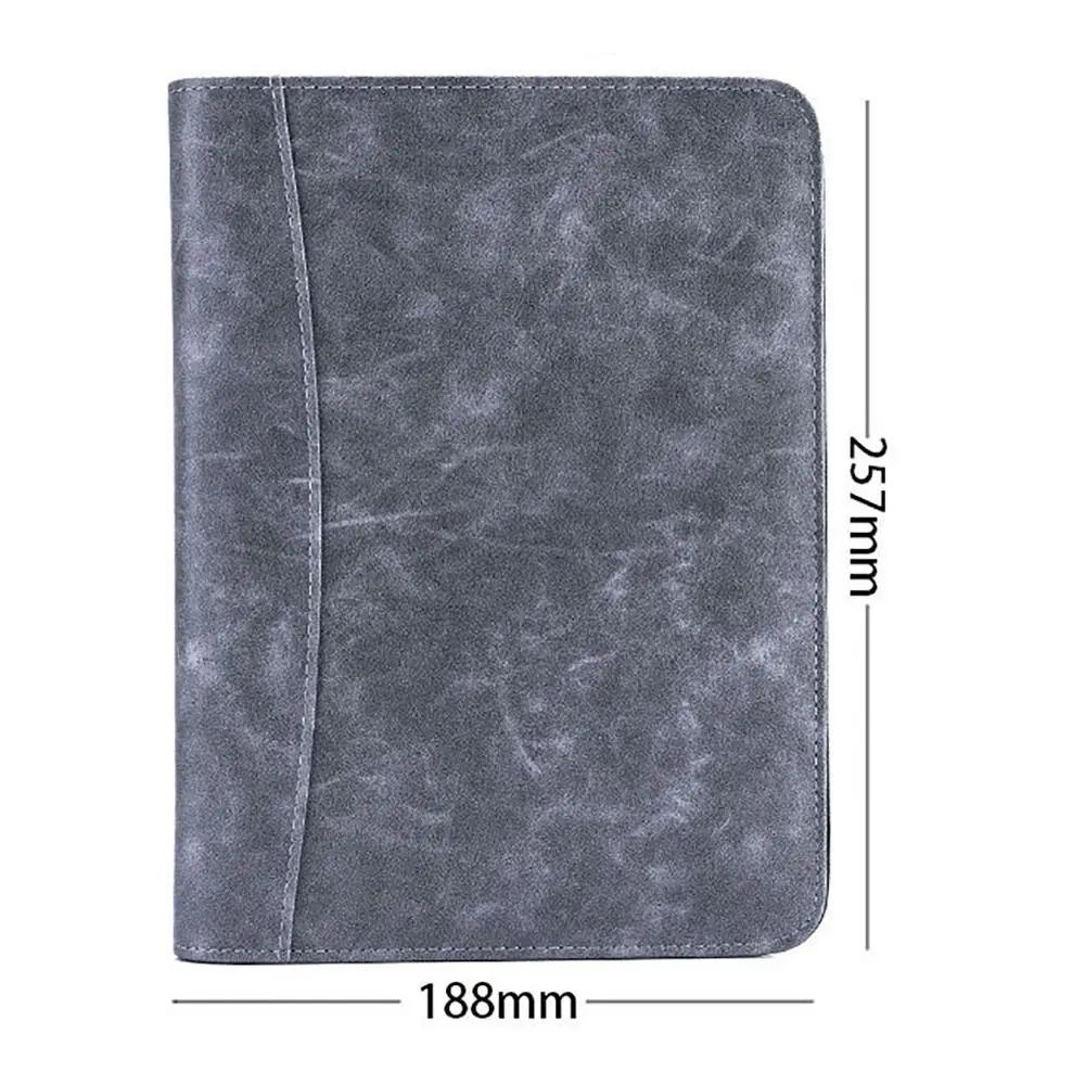 PU Leather A5 Loose-leaf Notebook With Calculator Binder Ring Student Diary Zipper Closure Card Holder Business Notepad Travel