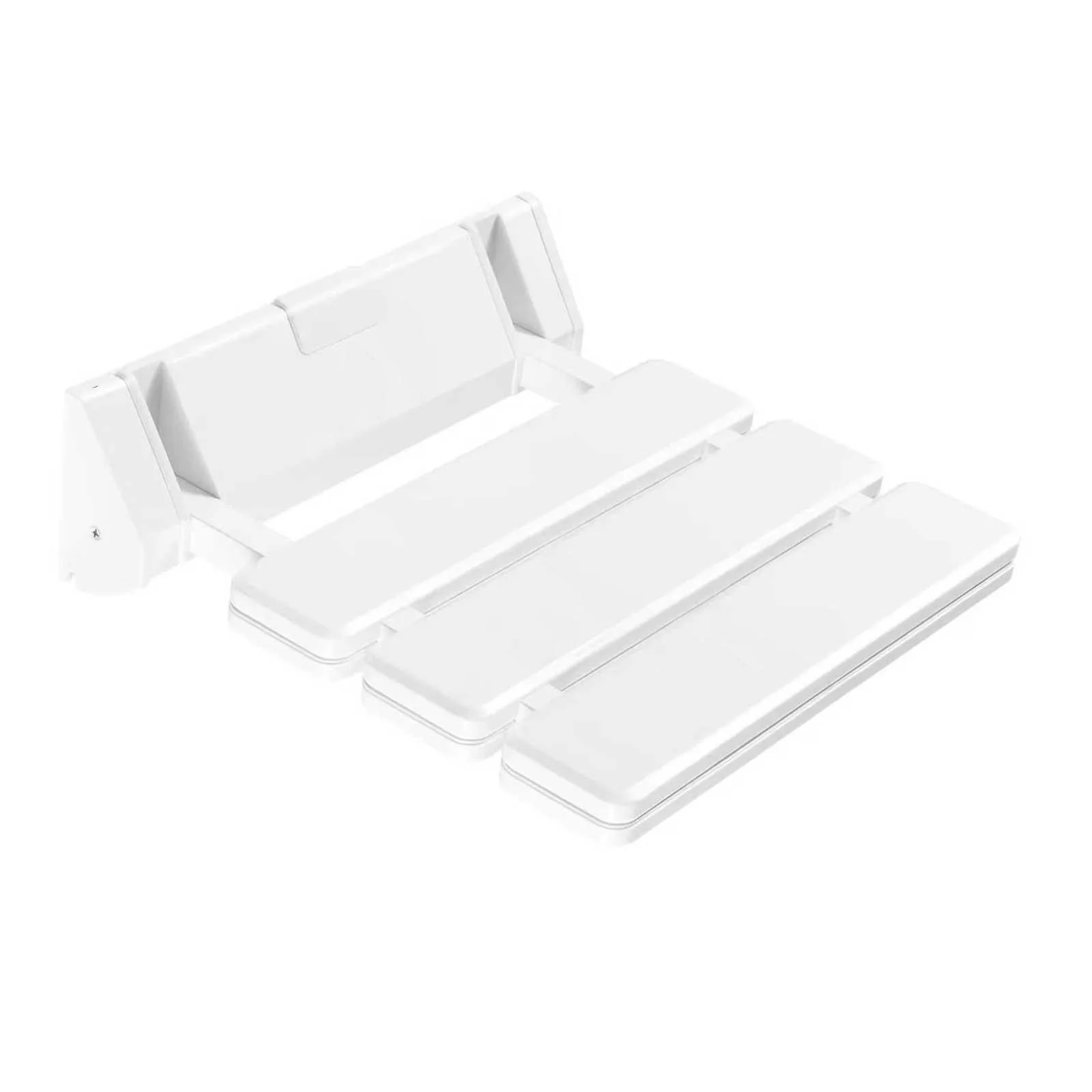 

90° Folding Shower Seat Wall-Mounted Waterproof Shower Bench Shoe Changing Stool White Load 130kg for Bathrooms Porches 32*34cm