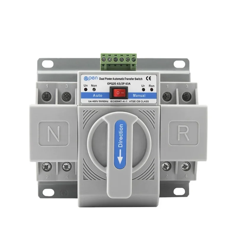 Din Rail 2P ATS Dual Power Automatic Transfer Switch  Circuit Breaker MCB Electrical Selector Switches Uninterrupted Power 63A