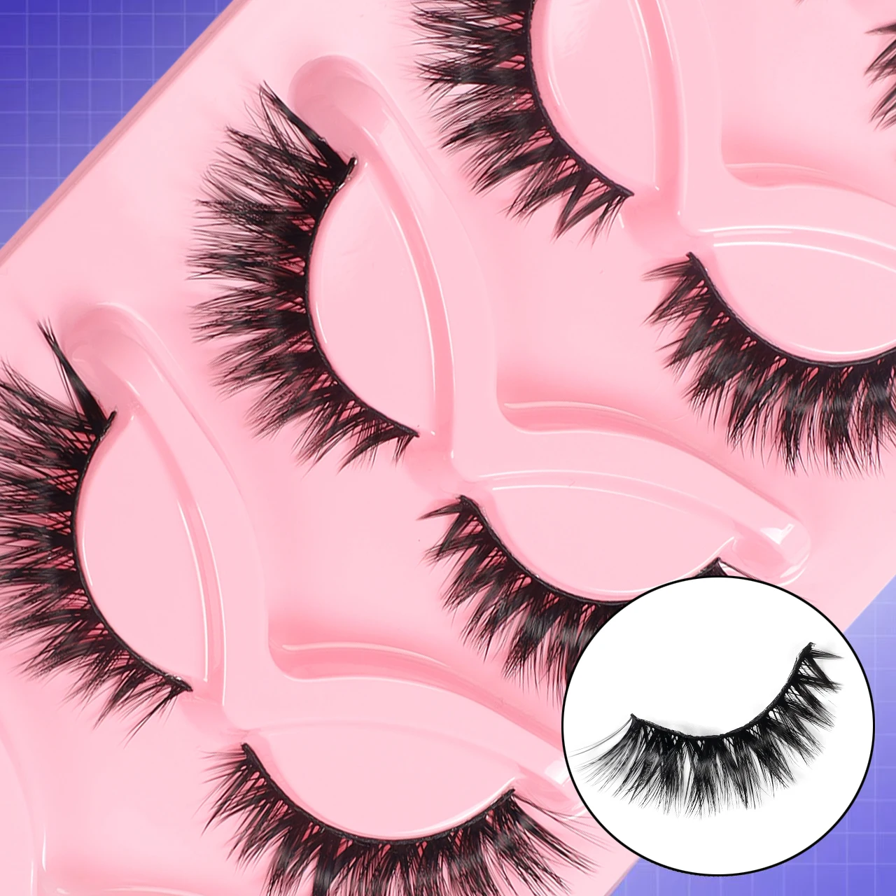 豪華な3Dぬいぐるみキャットアイつけまつげ5組、ふわふわで軽量、再利用可能なまつげを持つ初心者に適しています。