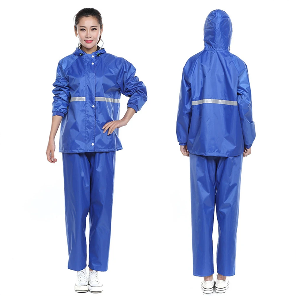 Rain Suits Jacket & Trouser Set, Breathable Rain Coats with Eye-Catching Reflective Strip, Raincoat Reflective Rain Gear