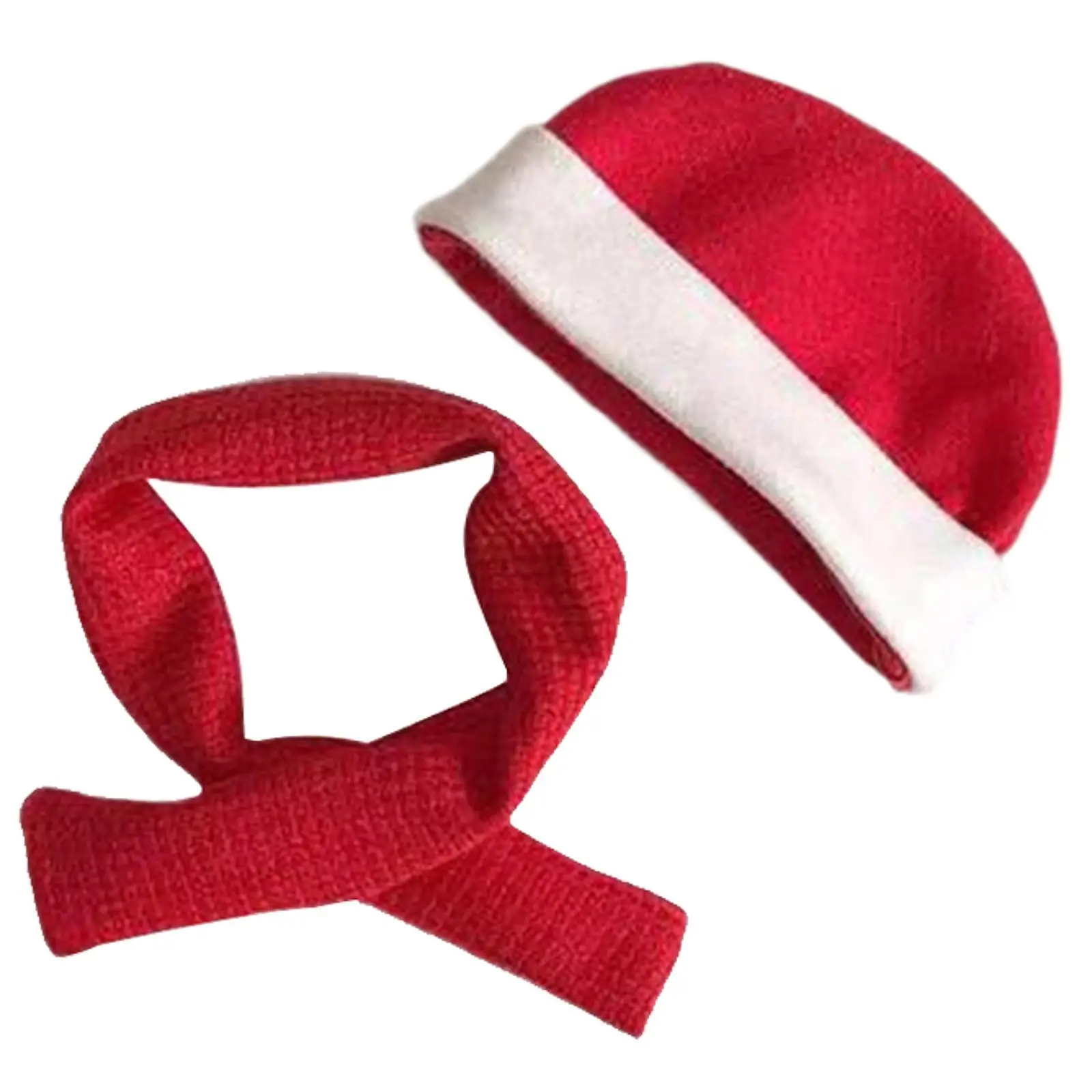 Miniature Knit Hat with Scarf Set Cute Doll Clothing Headwear Warm Cuffed Cap for 17cm Plush Figure Toy Dress Up