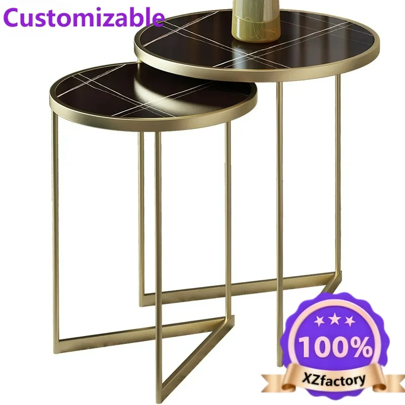Factory Direct 2026 Top LXC Tavolino da divano leggero di lusso moderno soggiorno rotondo in marmo di roccia minimalista Interne