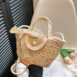 Borsa da donna in tessuto moda borsa da spiaggia per vacanze a farfalla borsa a secchiello in tessuto per il tempo libero borsa a tracolla borsa a tracolla