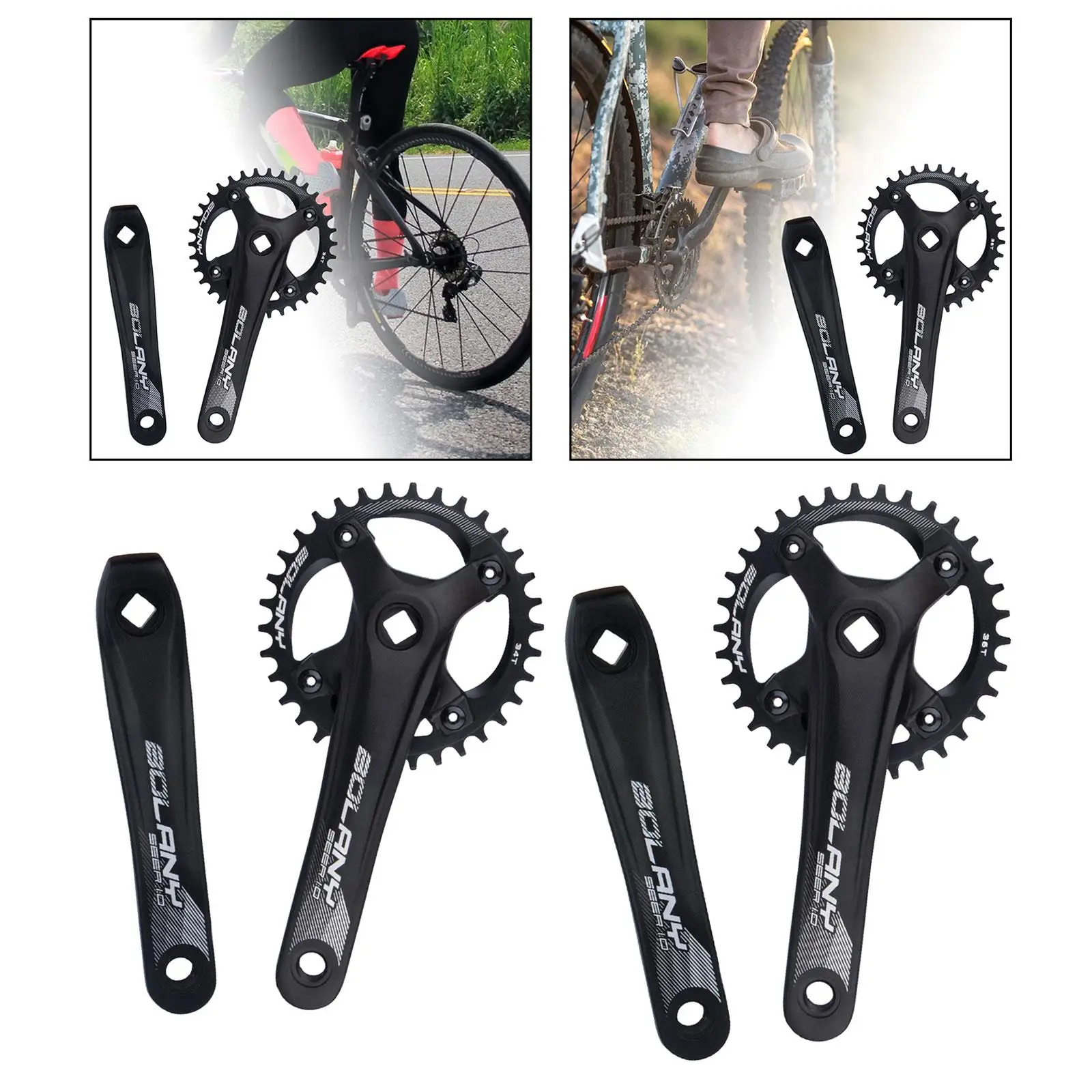 Bicycle Crank Arm Set Wide Tooth Chainring 104 BCD Mountain Road Bike Crankset