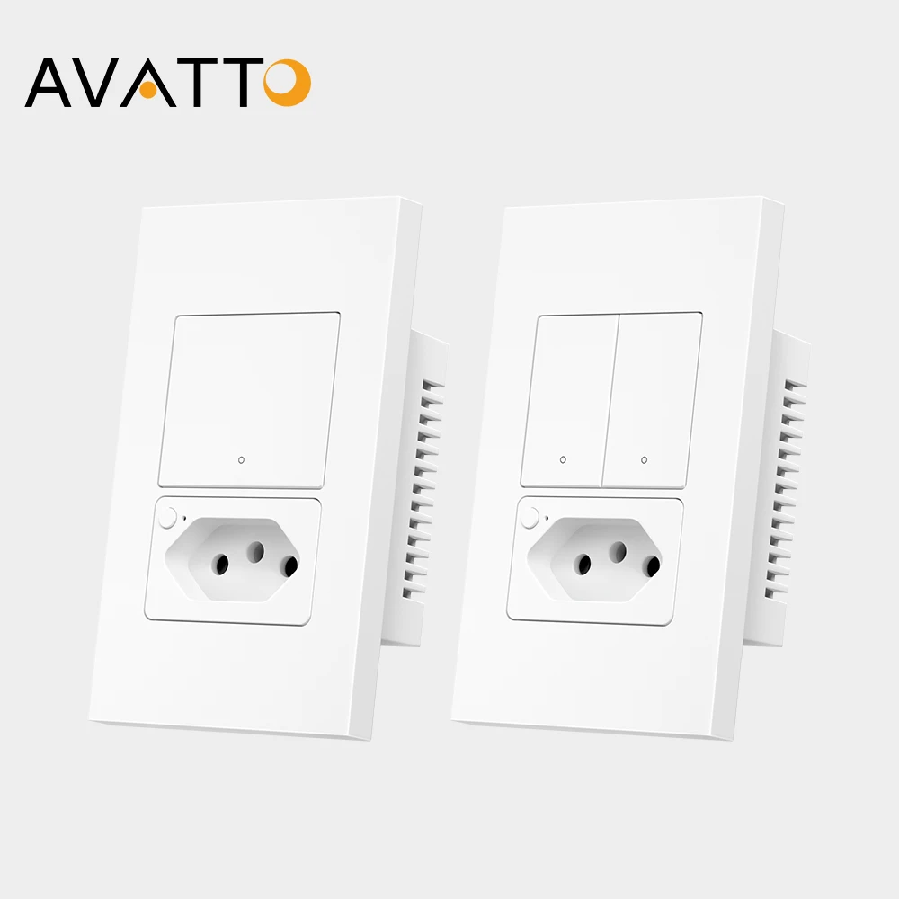 

Панель AVATTO Tuya 4X2, 1/2 кнопки, выключатель света, Wi-Fi, Бразилия, стандартный умный настенный выключатель и розетка, поддержка Alexa, Google Home, Alice