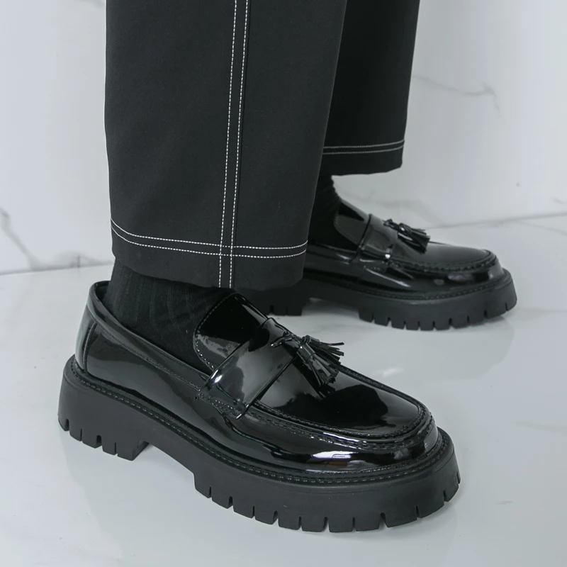 

High Quality Thick Soled Comfort Soft Walking Shoes Branded Business Office Casual Leather Shoes Fashion Men's Round Toe Loafers