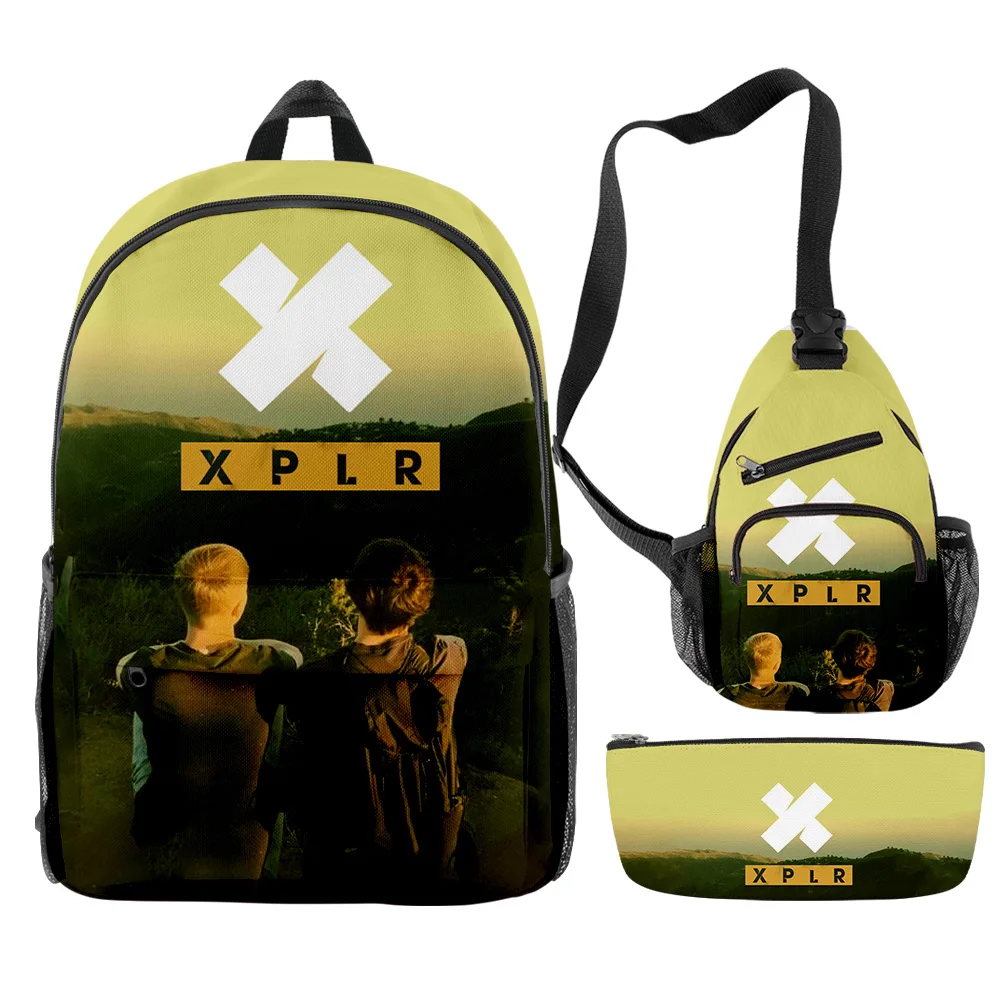 Classic Fashion Sam and colby XPLR 3D Print 3pcs/Set pupil School Bags Trendy Travel Laptop Backpack Chest Bag Pencil Case