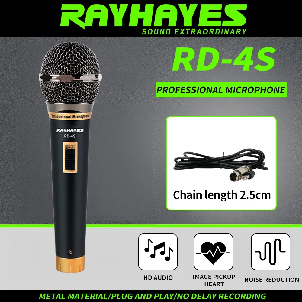 

RAYHAYES RD-4S Professional All-Metal Dynamic Wired Microphone Matte Black Finish Suitable for Karaoke and Performances