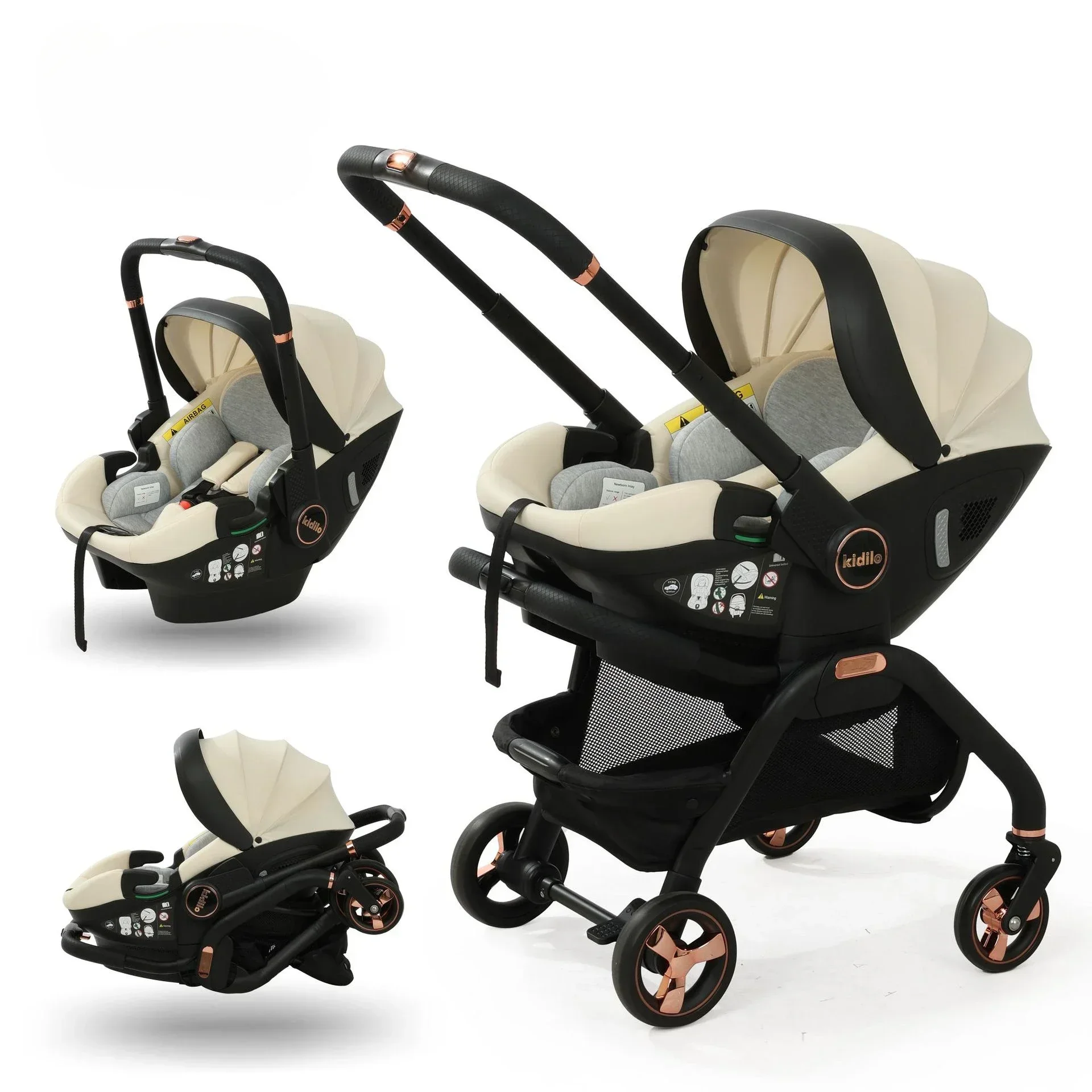 Tragbarer 3-in-1-Kinderwagen Neugeborenen-Schlaf korb Multifunktions-Kindersitz Luxus-Kinderwagen faltbar