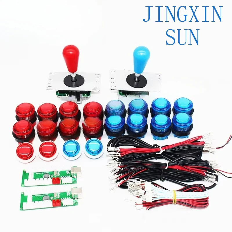 2player Arcade Game DIY kit for  2 Player USB Encoder 8 Way Classic Arcade Joystick with 28mm LED Chrome Arcade Push Button