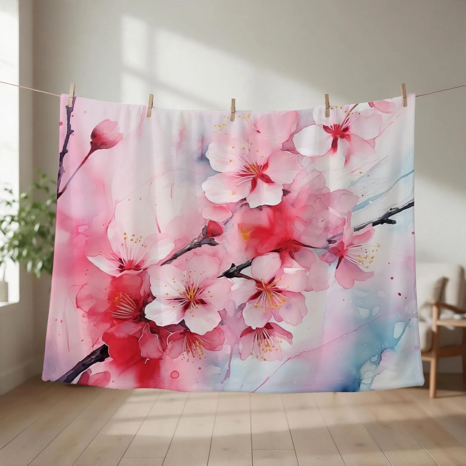Sakura Reverie: Abstract Watercolor Art for Floral Enthusiasts Throw Blanket Flannel Heavy Polar Blankets