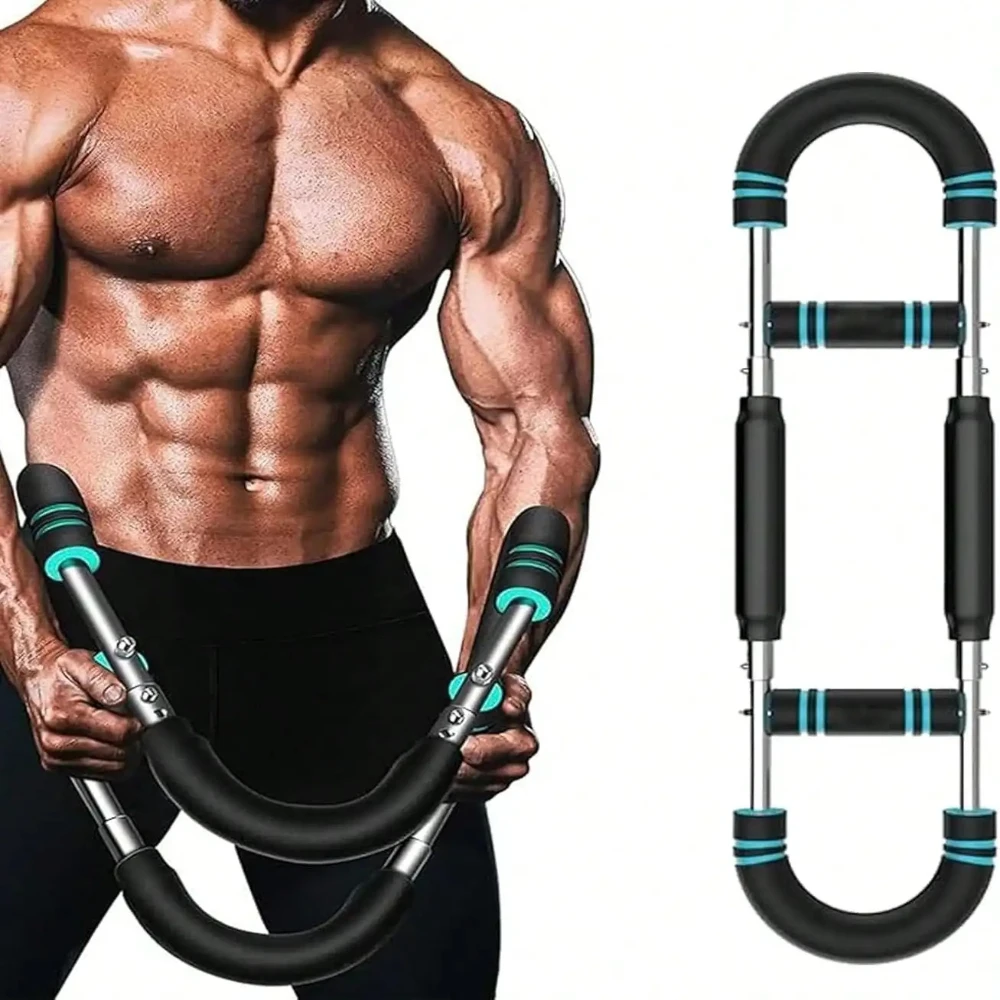 جهاز تمرين الذراع القوي القابل للتعديل بوزن 60-100 رطلًا - قضيب تمرين الربيع للساعد على الصدر ثلاثي الرؤوس، مجموعة أدوات تدريب قوة اللياقة البدنية المنزلية