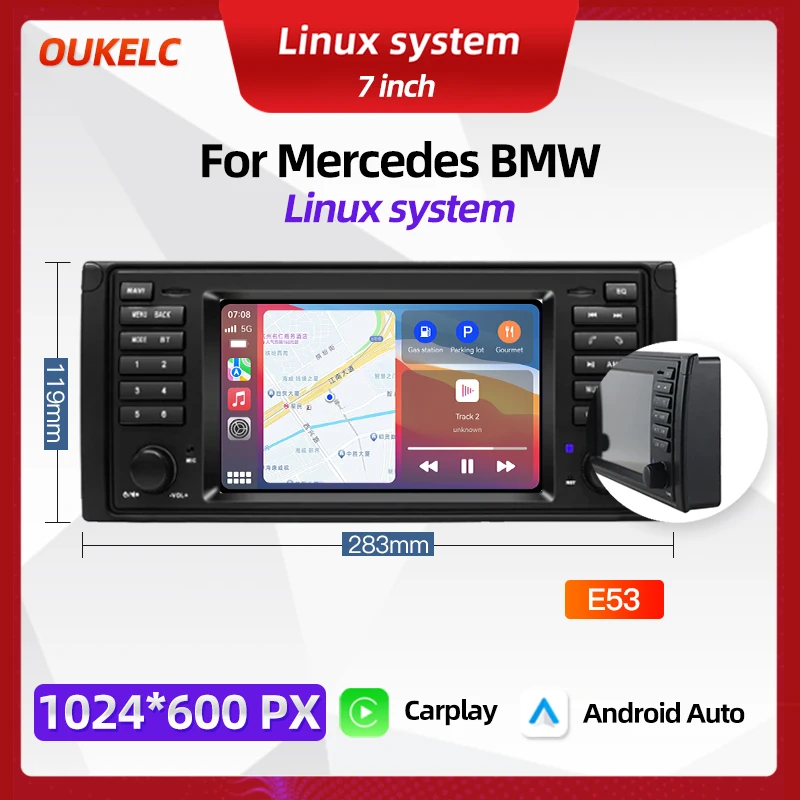 Voor BMW 3 Serie E39 E38 X5 E53 M5 1995-2003 Draadloze Carplay Navigatie Speler Android Auto Radio multimedia BT Auto Linux Systeem - afbeelding 1