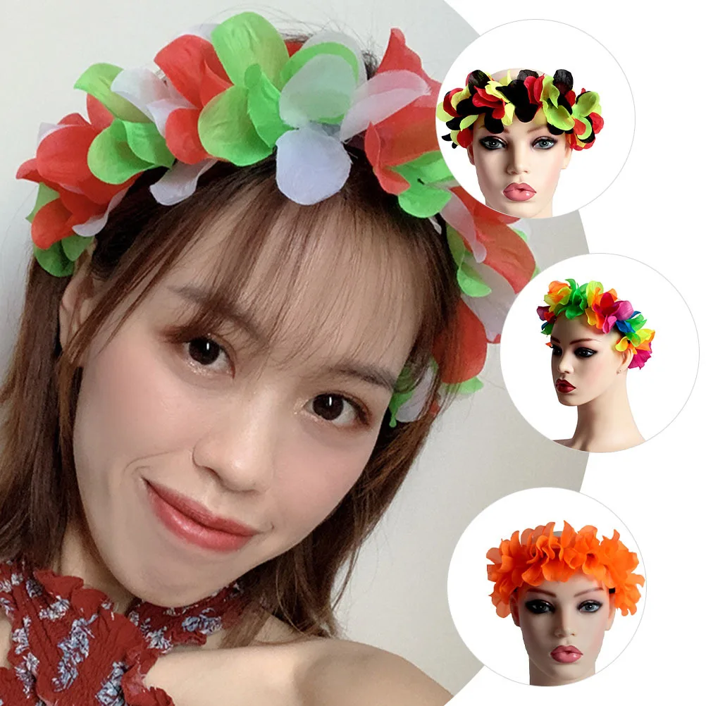 

6Pcs Tropical Flower Headbands Lightweight Comfortable for Birthday Party Character Costume Headband Tropical Headband
