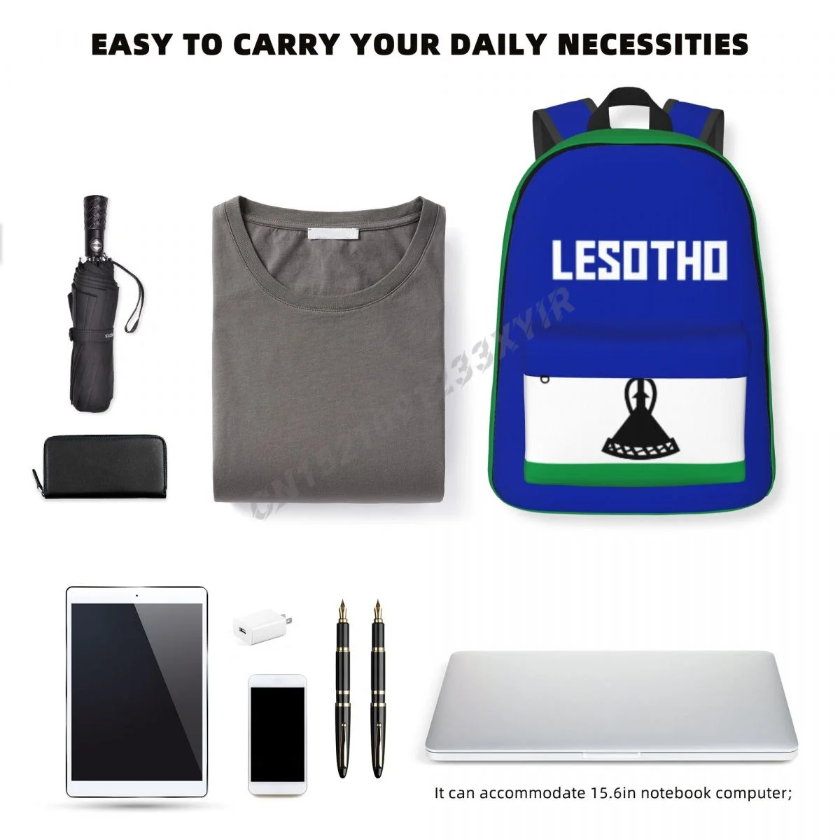 Unisex Backpack Lesotho Flag Stitch Schoolbag Messenger Bag Case Laptop Travel Bag Mochila Gift