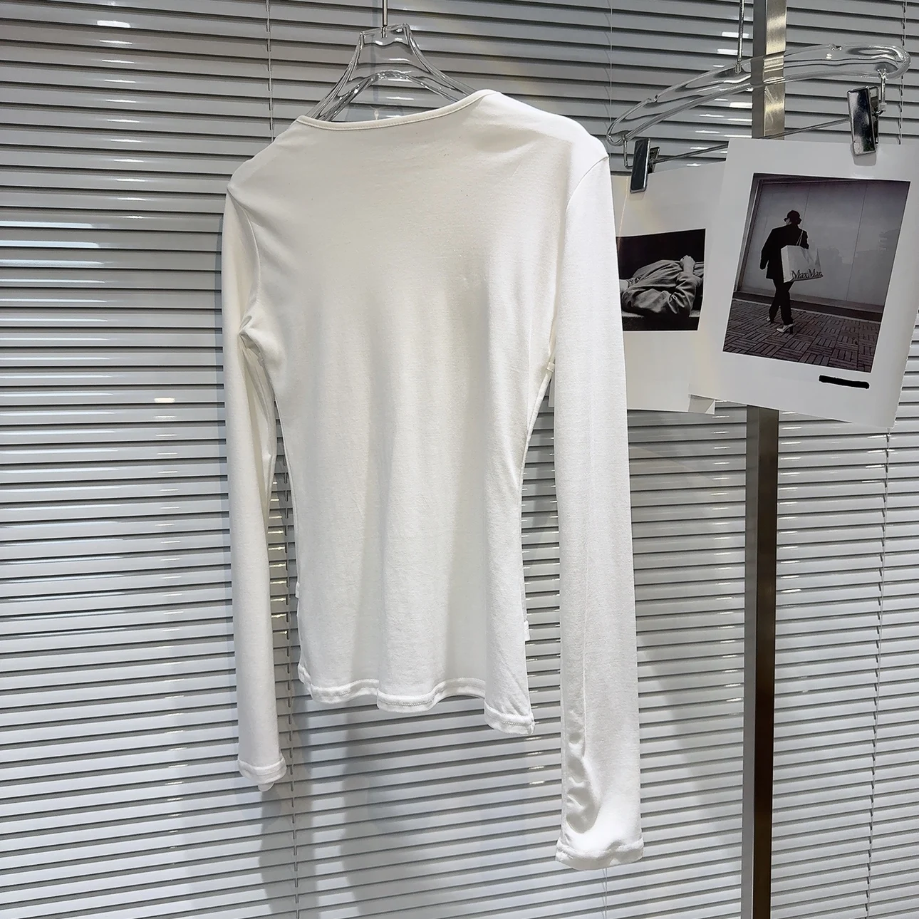 Trendy Metal Flower Pin Long Sve Base Layer Mo Two-Piece T-irt for Young Women Ele Sle Cotton round Ne Spring