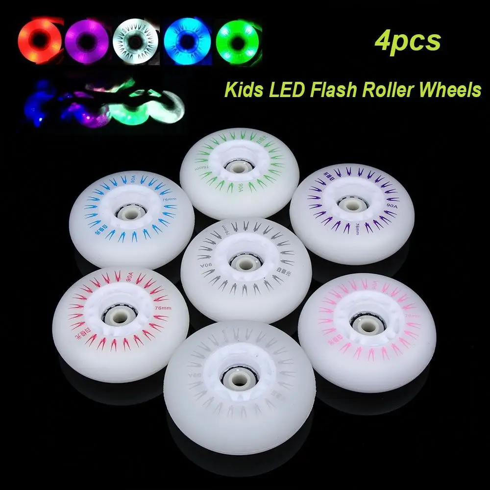 4pcs Adults Kids 90A 70mm 68mm 64mm 80mm 76mm 72mm Roller Wheels Parts Outdoor Inline Skates Flash Wheel