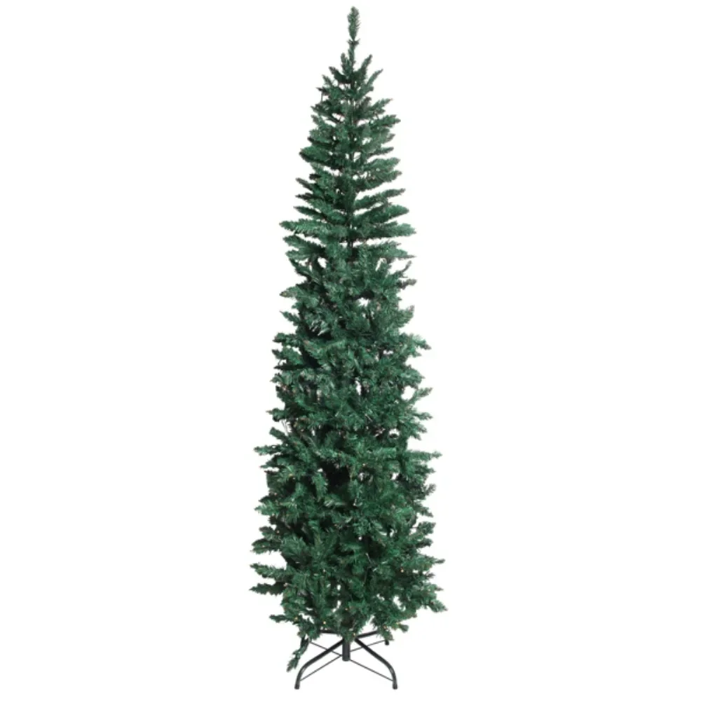 

Green 6.5ft 250 Lights Warm 8 Patterns 719 Branches Pointed Pencil Shape Leaves made of eco-friendly PVC material Christmas Tree