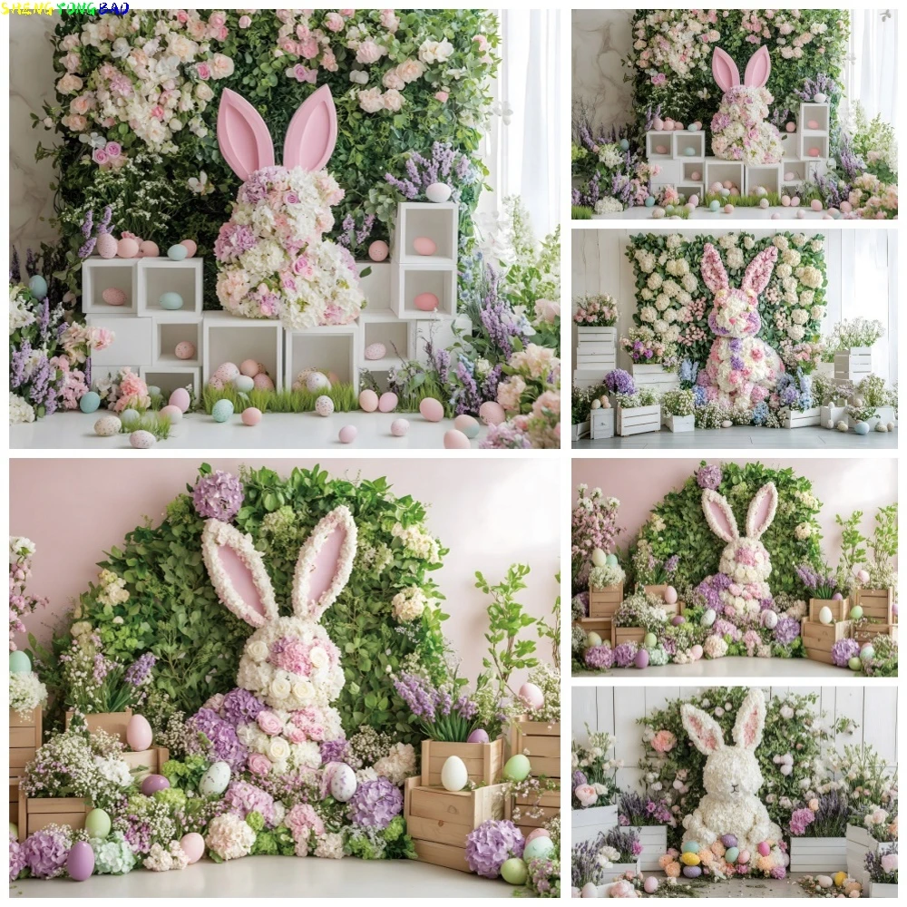 Frühlings-Oster-Hintergrund für Fotografie Blumen Hase Kindergeburtstag Party Dekoration Baby-Shower Kulisse Foto-Requisiten