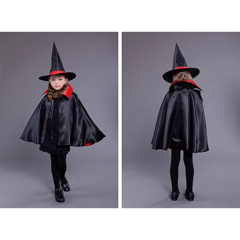 

Witch Costume Party Costume COS Costume Witch Cloak Witch Hat 80cm Children's Costume Halloween Dance Performance