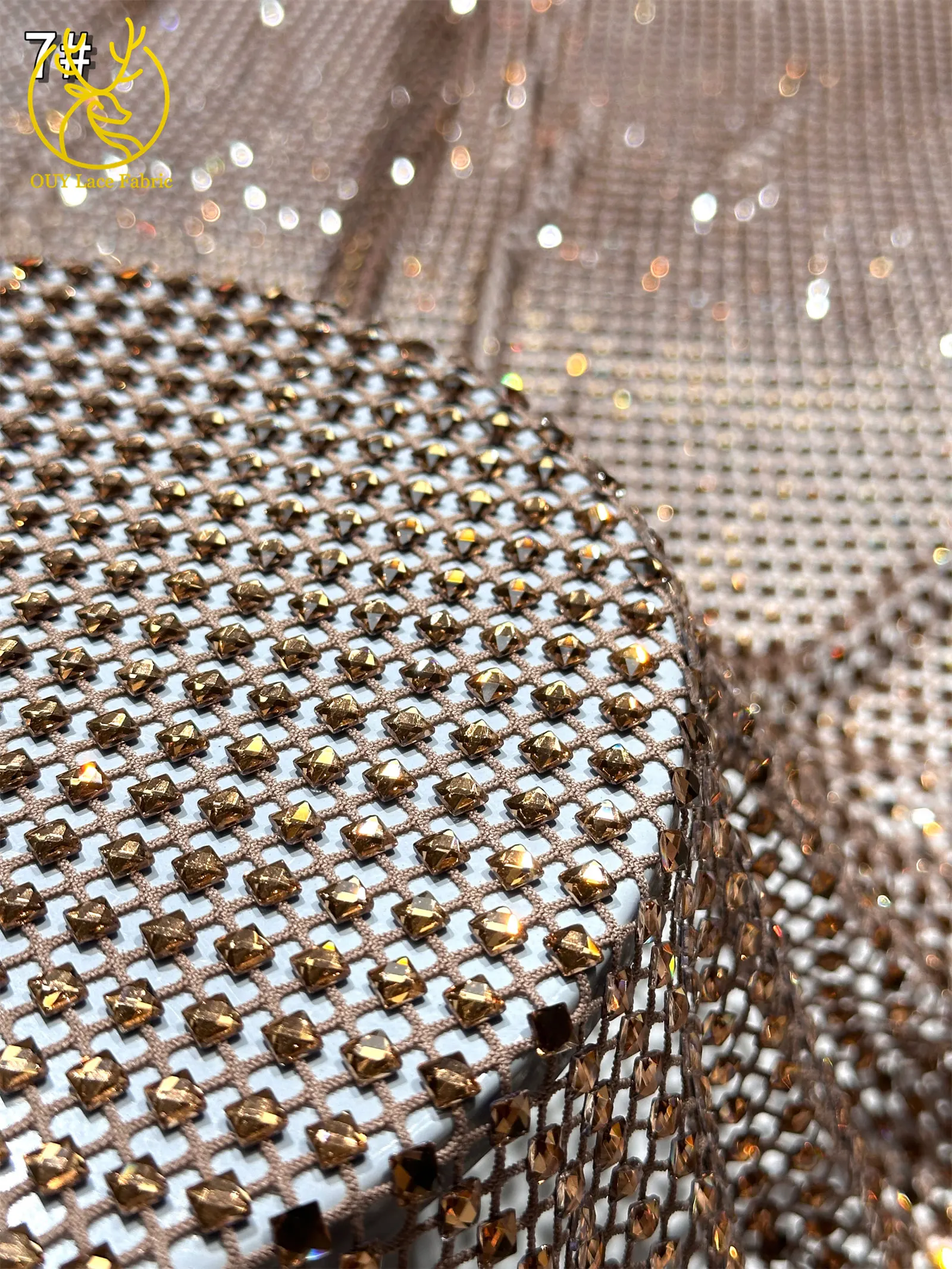 Hochwertiger nigerianischer Glasrhinestone-Netzstoff 2026 – Königliche afrikanische französische Strass-Kristallspitze für Party- und Abendkleider zum Selbermachen – Detail 14