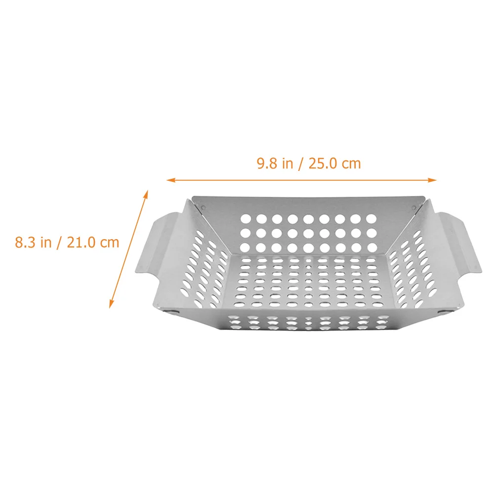 

Professional Stainless Steel Grill Tray Multi Function Bbq Pan Double Handle Lightweight Camping Grill Topper Durable Household