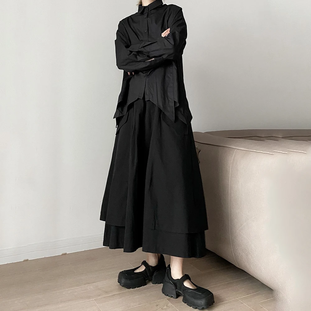 Men Y2k Irregular Pants Solid Joggers Streetwear Skirts Pants Wide Leg Samurai Trousers Hakama Male Loose Punk Pantalon 2024